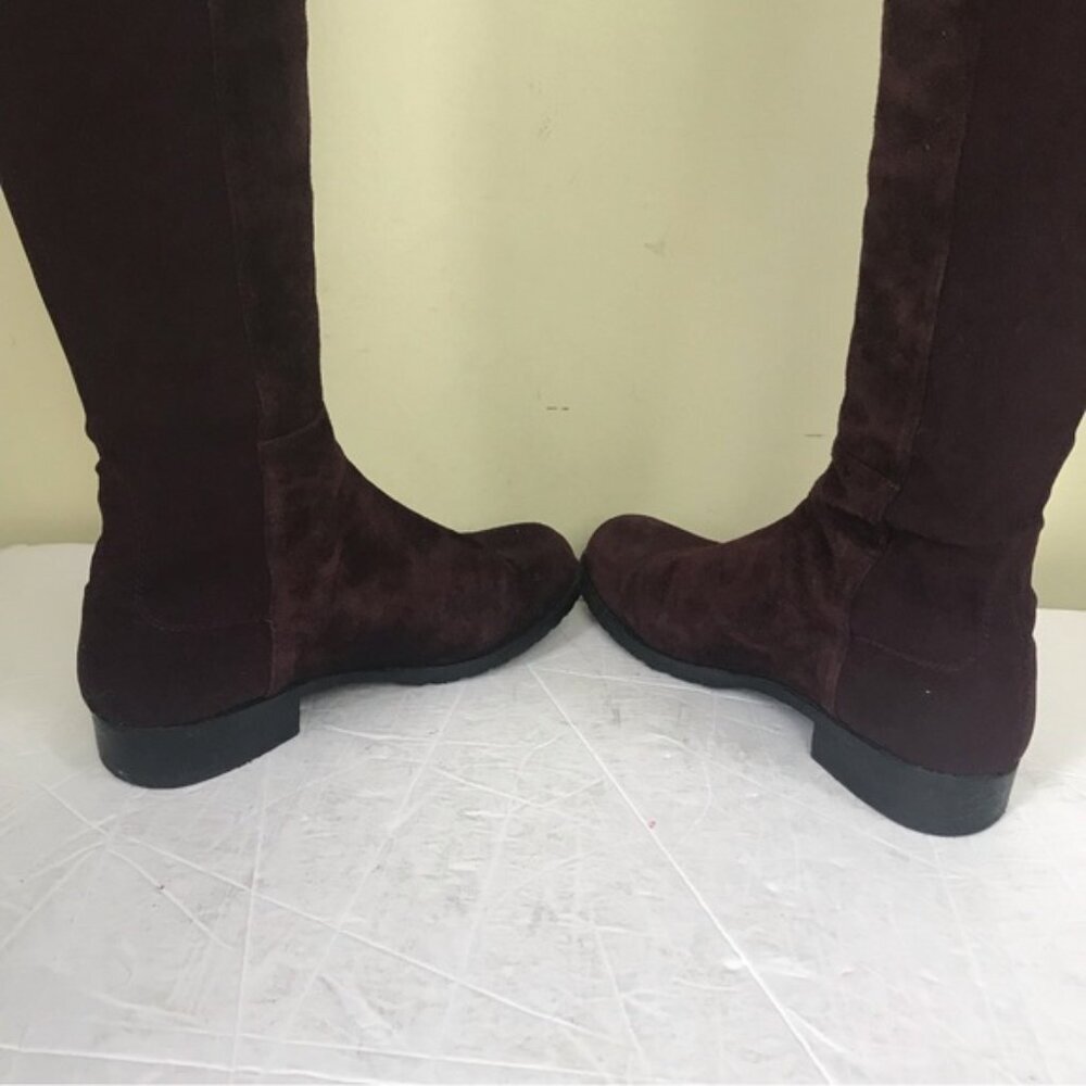 Stuart Weitzman 5050 Suede OverThe Knee Tall Boot Stretch Round Toe Burgundy 5.5 - Picture 13 of 16